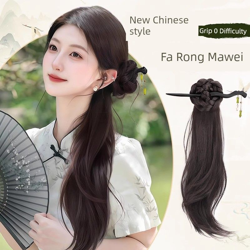 Chinese Style Artificial Hair Ponytail Light National Style Hairpin Integrated Grip Antique Hair Accessories Han Chinese Clothing Cheongsam Ponytail