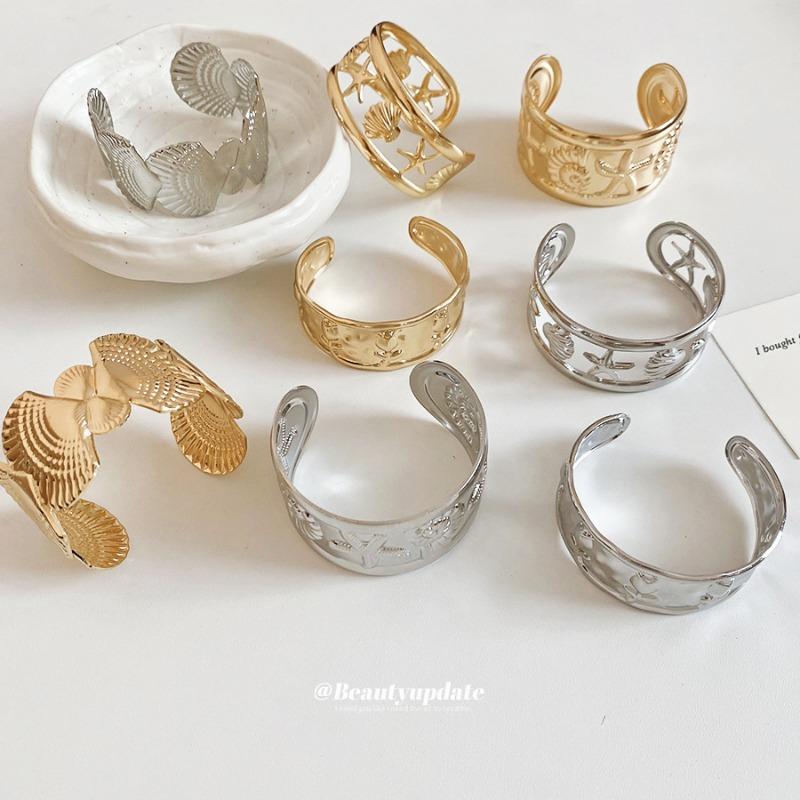 Metal Ocean System Pleated Starfish Open Bracelet Niche Ins Wind Bracelet Light Luxury High-end Jewelry Women