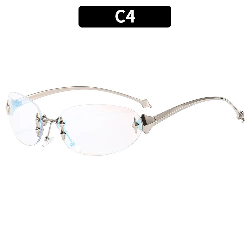 Occhiali da Sole Senza Montatura a Forma di Stella Y2K Millennio per Donna Uomo Trendy Alta Qualità Retro Accessori per Feste Festival Esterni