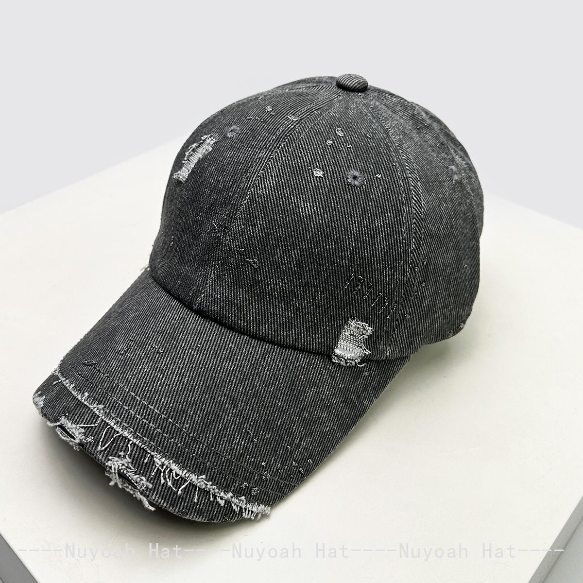 

New Men Women Broken Style Solid Distress Baseball Hats Sunshade Personal Versatile Gold Stamping Peaked Caps Ins Fashion Street 52-60cm