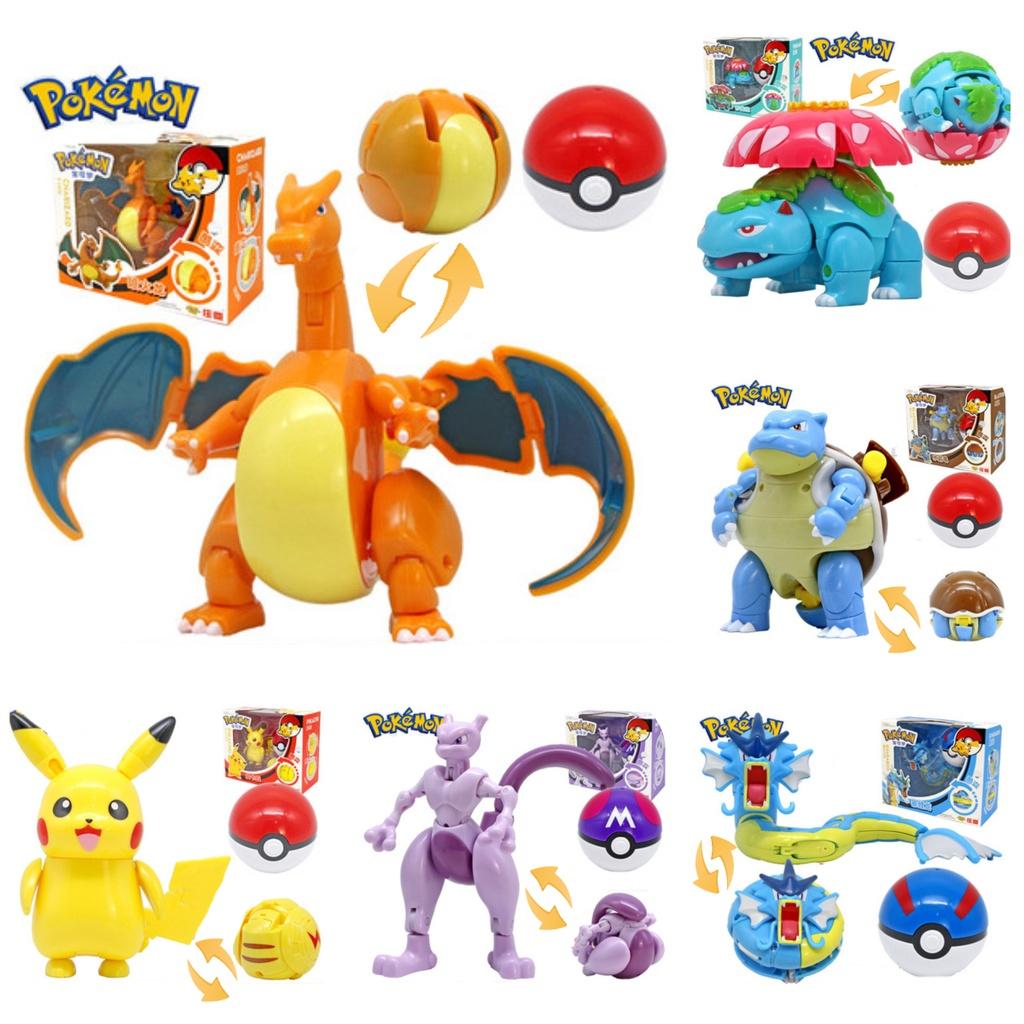 Pokemon Transforming Egg Figures Pikachu Charizard Bulbasaur Collectible Toys