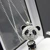 Moda damska Piękny Rhinestone Panda Wisiorek Zroszony Długi Sweter Łańcuch Naszyjnik