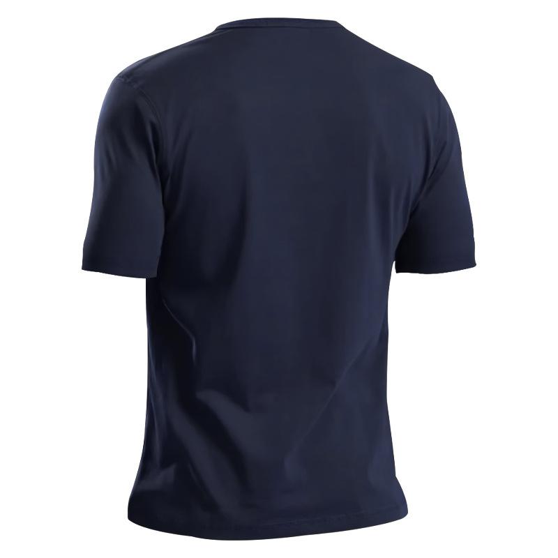 Summer Casual T-shirt Men's Fashion Trend Sports Slim Solid Color V-neck Pocket Men's Top