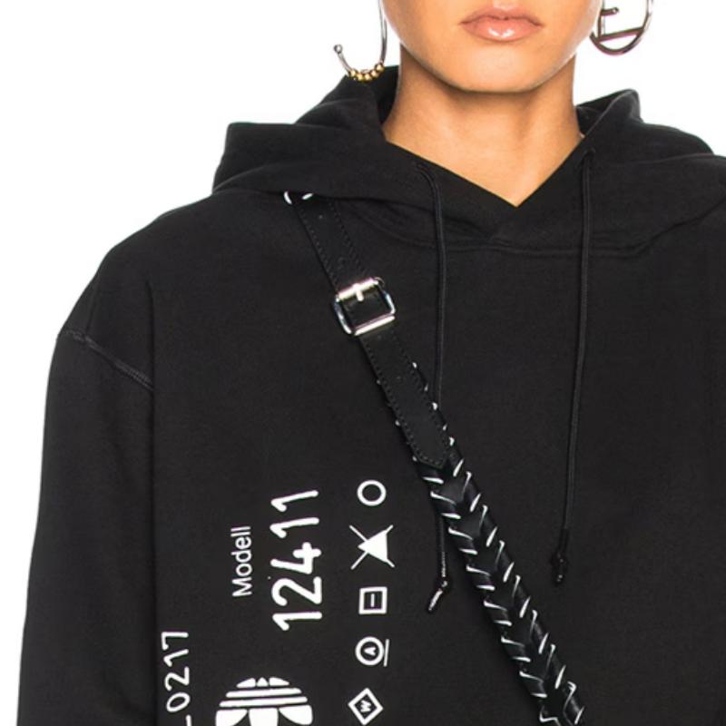 Adidas X Alexander Wang Logo Letter Pattern Printed Hooded Drop Shoulder Sweatshirt Women sweatshirt CV5292-BLACK