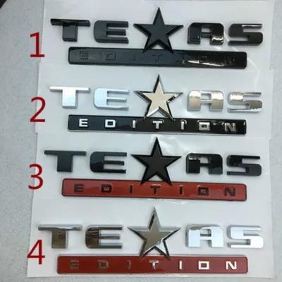 1X 3D ABS Nová TEXAS EDITION Zadní zavazadlový prostor Nálepka na auto Stříbrná TEXAS EDITION Odznak Car Side Wing Auto Car Emblém