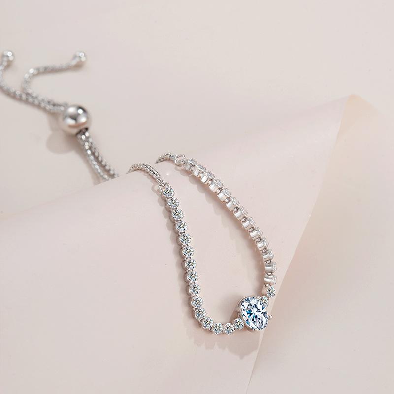 Sterling Silver S925 Mosonite Stahovací náramek Volná úprava Vajíčko Celodiamantový náramek Dámský Pracovní diamant