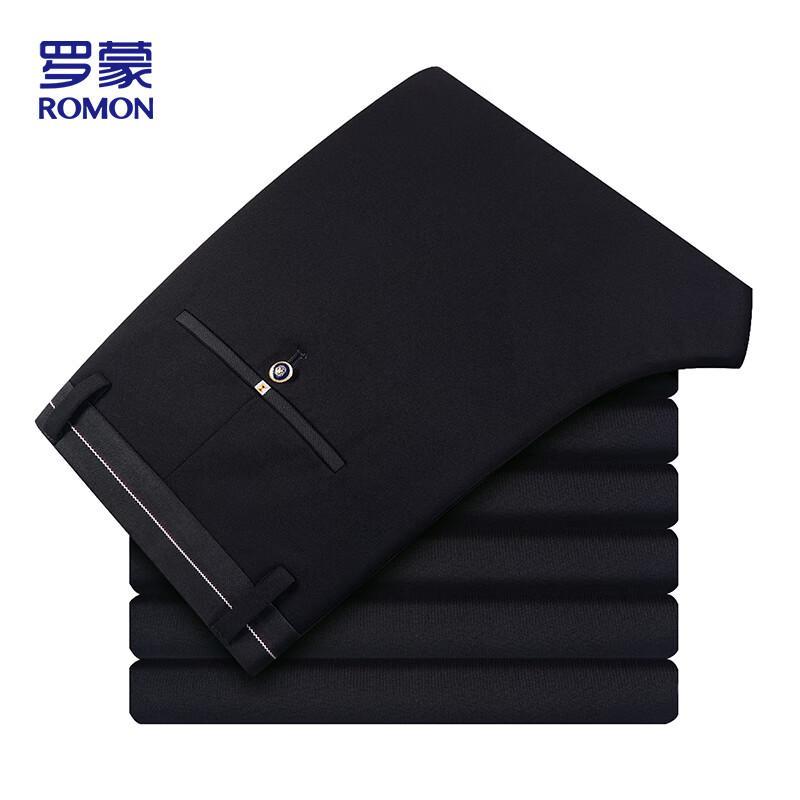 

ROMON Men s Autumn Business Casual Straight-Leg Stretch Trousers ZH935 32