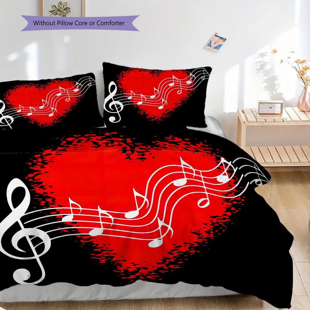1PC Music, guitar Theme Bedding Quilt Set Quilt Cover Pillowcase Home Decoration Birthday Gift (1 * duvet cover + 2 * pillowcase, without core)