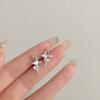 Metal Crossed Star Crystal Zircon Earrings for Women Girls Novel Geometric Four-Pointed Star Stud Earrings Party Jewelry