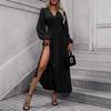 2026 New Autumn and Winter New Women's Lantern Sleeves with High Split Ends Premium Dress