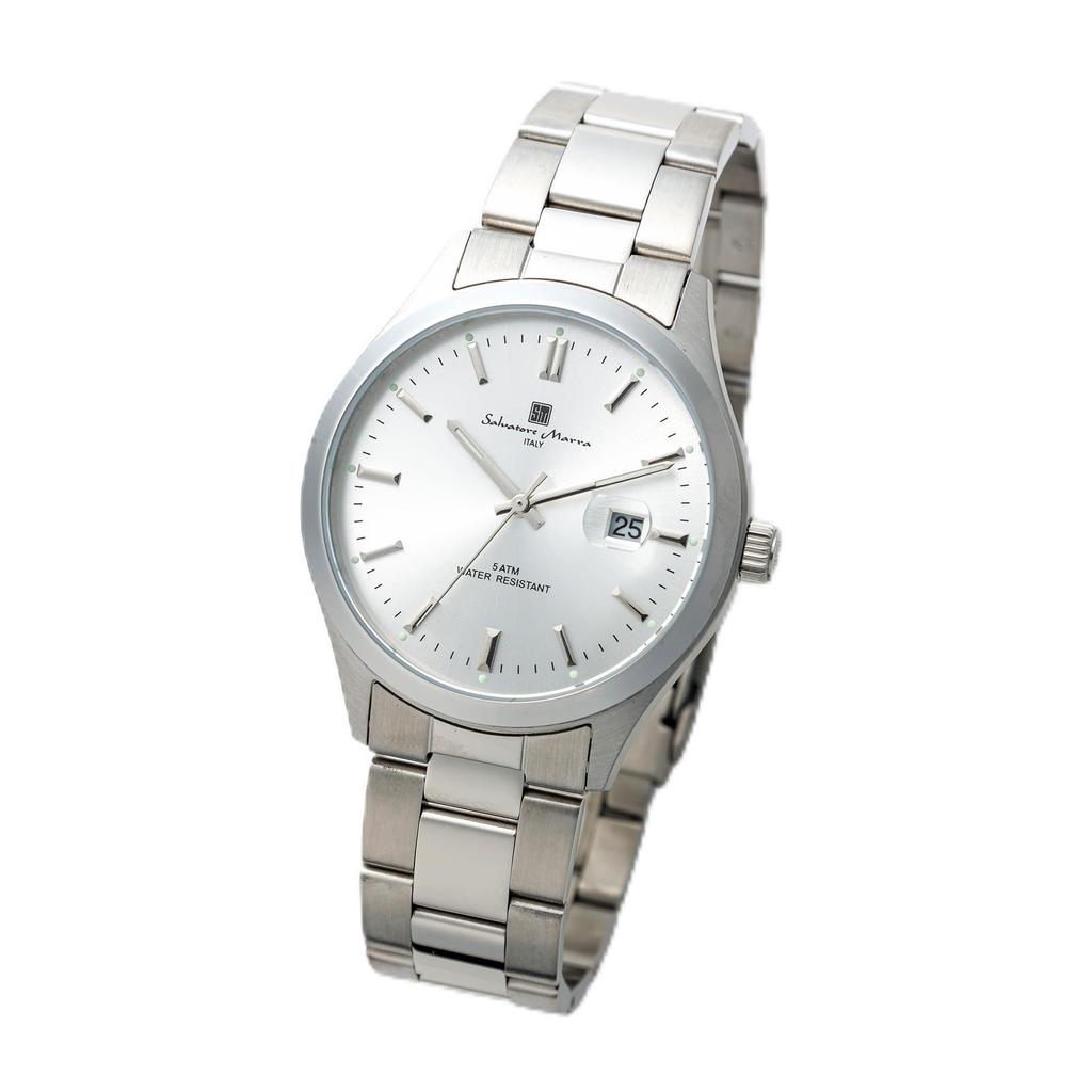 Salvatore Marra Men's Analog Watch, Simple, Popular, Business Style, Waterproof, with Cloth, Silver [Parallel Import]