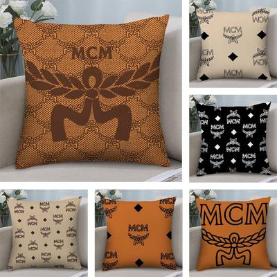 Luxury M-MCM Pillow Case Short Plush Double-sided Print Square Throw Pillow Covers Sofa Home Cushion Decor