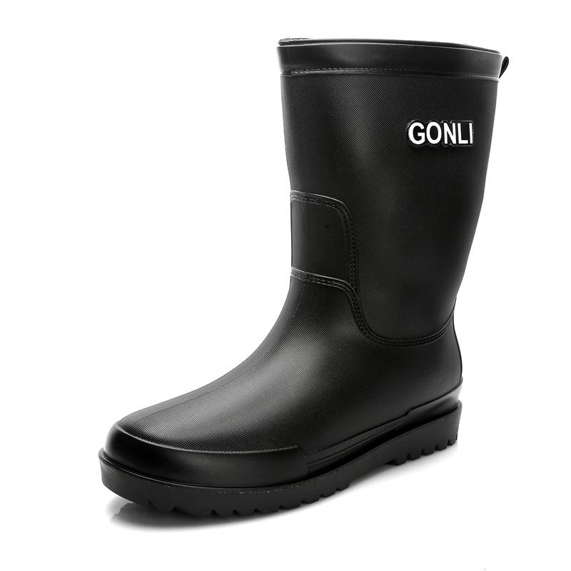 New Rain Shoes Men's Water Shoes Rubber Shoes Rain Boots High Tube Full Beef Tendon Sole Non-slip, Waterproof and Oil-proof Chef Shoes