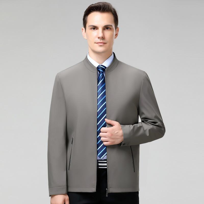 New Stand-up Collar Jacket Men's Spring and Autumn Middle-aged Dad Business Casual Jacket Large Size Shirt