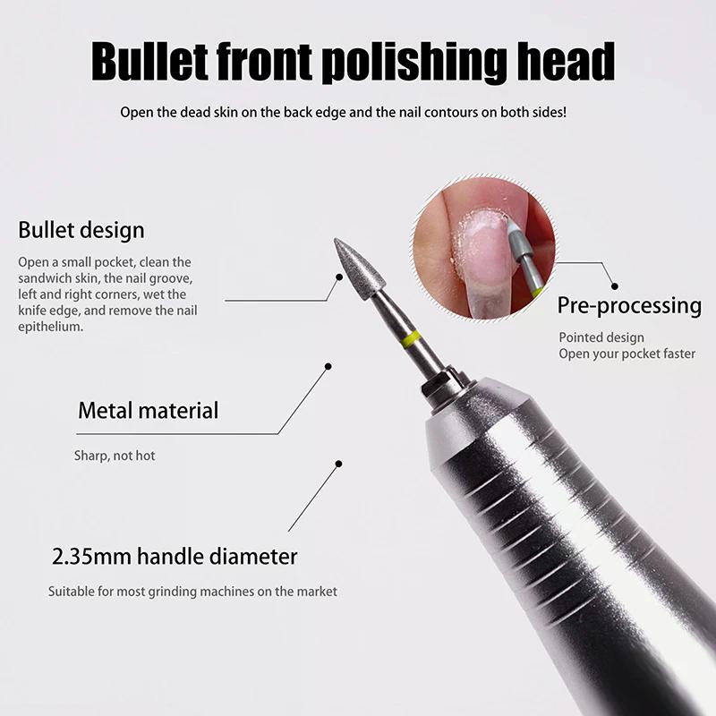Nail Drill Bits 3/32'' Bullet Head Nail Bits Electric Milling Cutter For Manicure Rotary Cuticle Clean Nail Tools