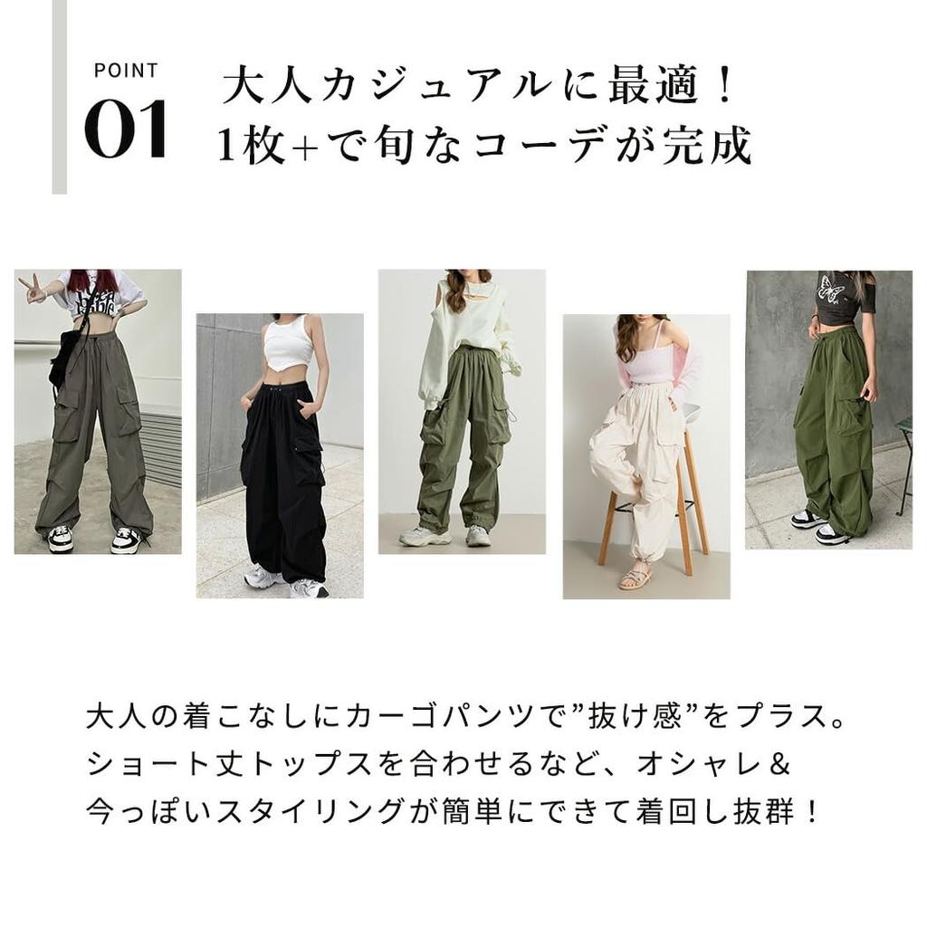 Teddy Cargo Loose Wide Cropped Street Pants510 Women's Pants, Fit, Leg, Lightweight, Length, Style, Spring/Autumn, (M, Black)