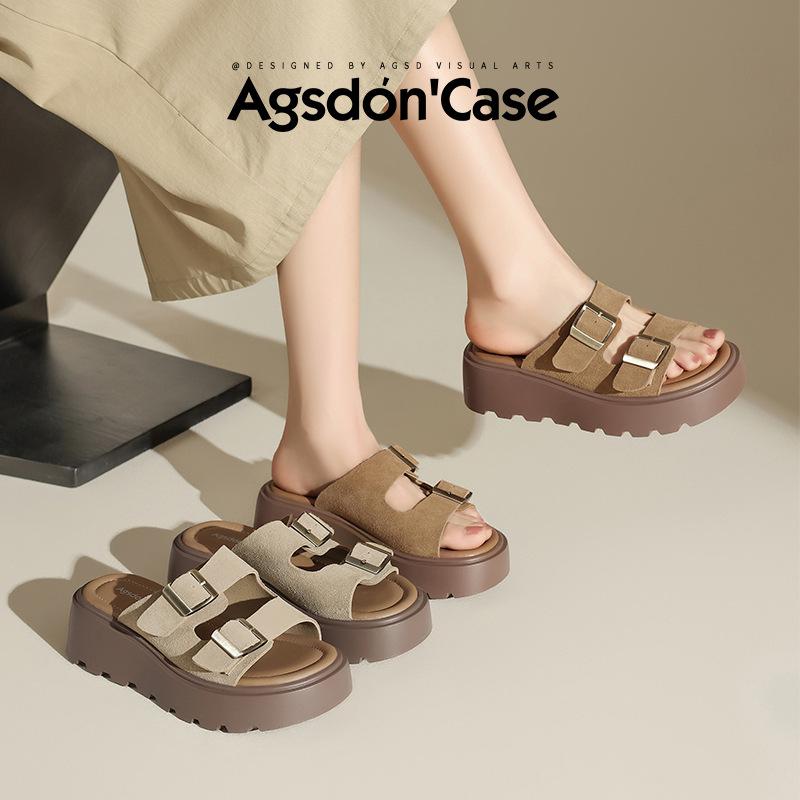Augustus Denboken Slippers Women's 2025 New Summer Thick-soled Outer Wear Soft-soled Sandals Fashion Casual Beach Shoes