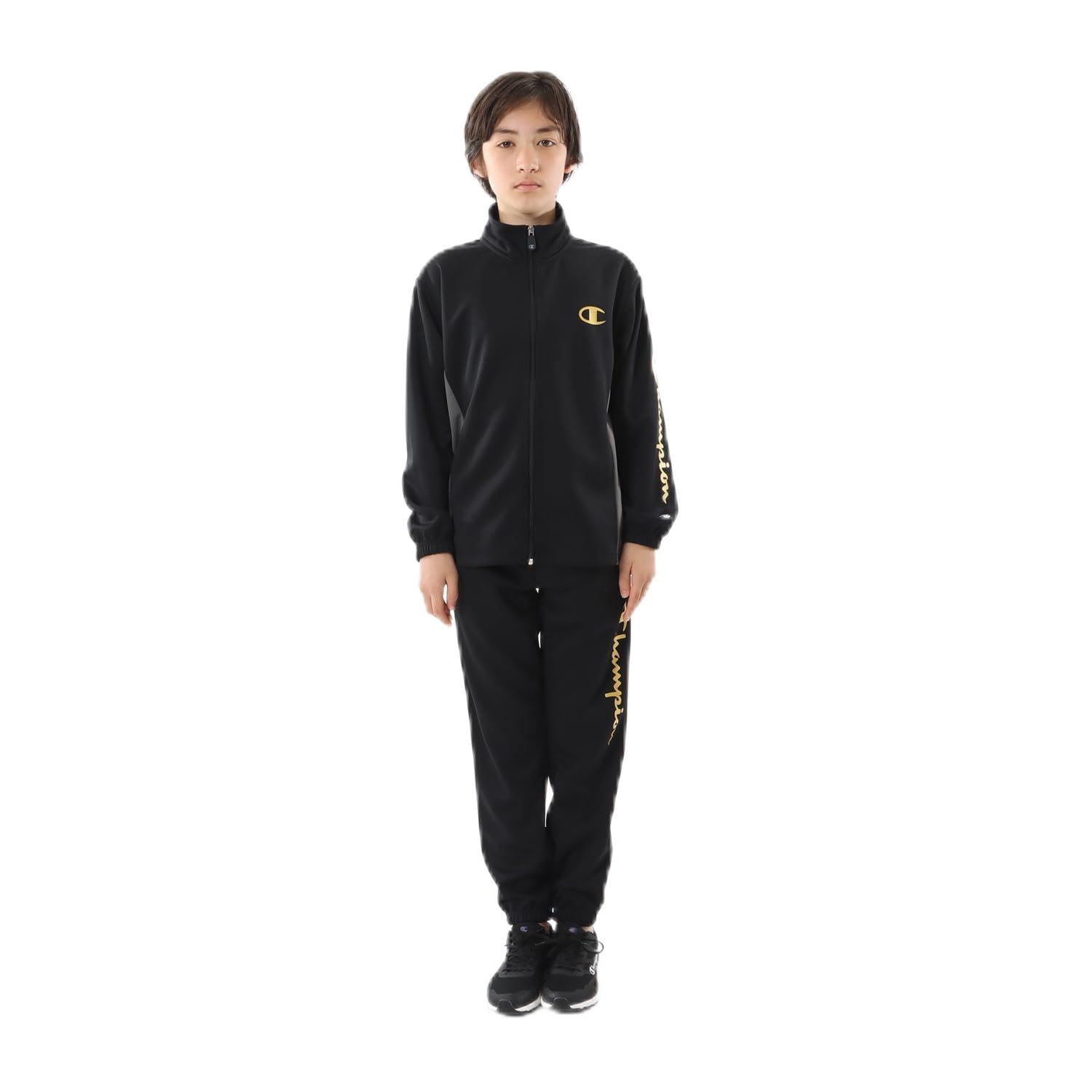 

Champion Long Sleeve Jersey Top and Bottom Script Training Basic Size 130 Kids Set, 2-Piece Set, Quick-Drying, Logo, Suit, Sports, CK-ZSW01, Black, чёрный