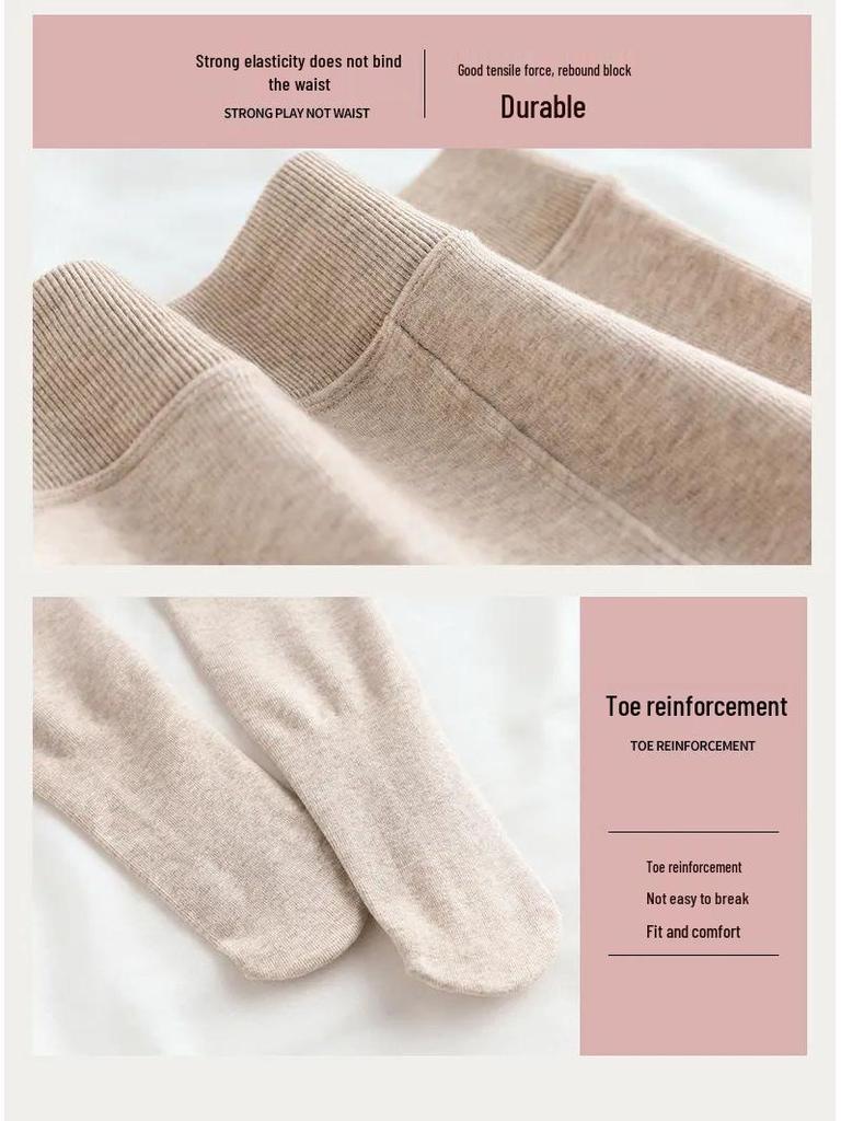 Women's Oatmeal Fleece-Lined Stirrup Leggings: High-Waist, Slimming Base Layer for Spring/Autumn/Winter 2025.