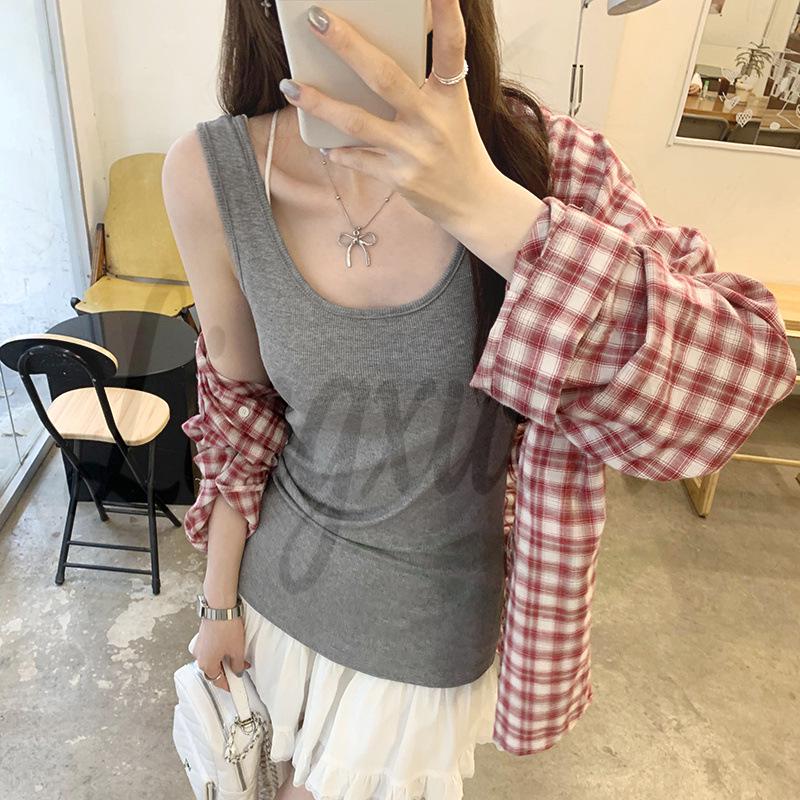 

Korean Style Yellow Dopamine Camisole - Slim, Trendy, Versatile Summer Vest for Women Large серый