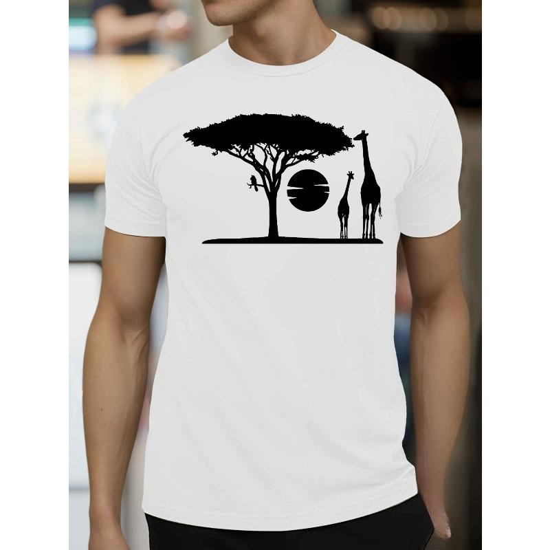Giraffe Under The Tree Men s Short Sleeve T-shirt Summer T-shirt Top S белый