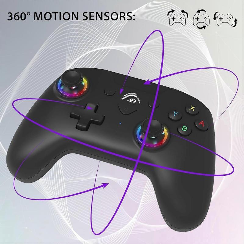 Wireless Controller Oled for Switch  Gamepad Bluetooth Controller with LED, Vibrating Ant 6-Axis Gyroscope - Black