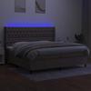 Exclusive House - Slatted Bed Base Mattress and LED Taupe 200x200 Cm Fabric