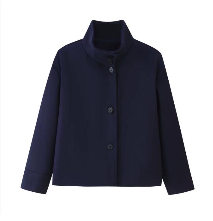 Elegant Women's Short Stand-Up Collar Wool Coat