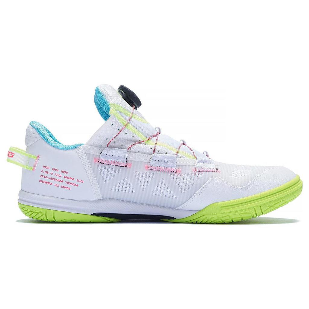 Li Ning Cushioning Slip Resistant Abrasion Resistant Low Top Table Tennis Shoes Unisex White Green Pink APPT003-1