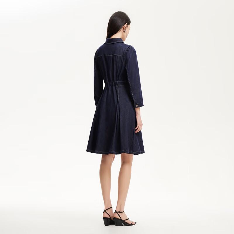 Veromoda Damen einreihiges Jeanskleid mit Puffärmeln