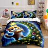 Cute Cat with Christmas Tree Bedding Duvet Cover Set (1*Duvet Cover 2*Pillowcases, Without Duvet Insert)