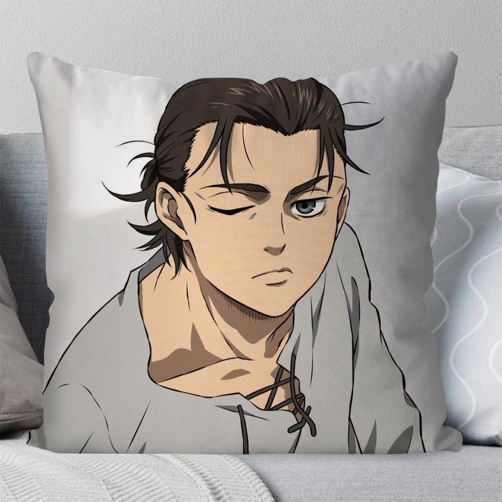

Attack On Titan Eren Yeager Anime Pillow Case Square Pillow Bedroom Sofa Leisure ComfortCushionLiving Room Home Decoration 40X40 16x16Inch