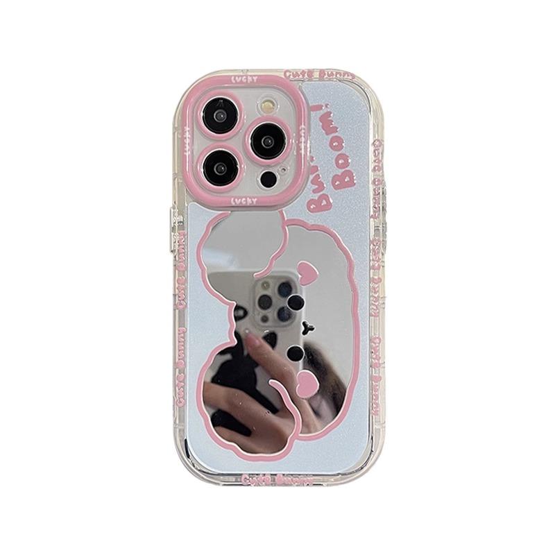 Cartoon Cute Puppy Dog Mirror Phone Case For iPhone  14 15 16 17 Pro Max Shockproof Back Cover