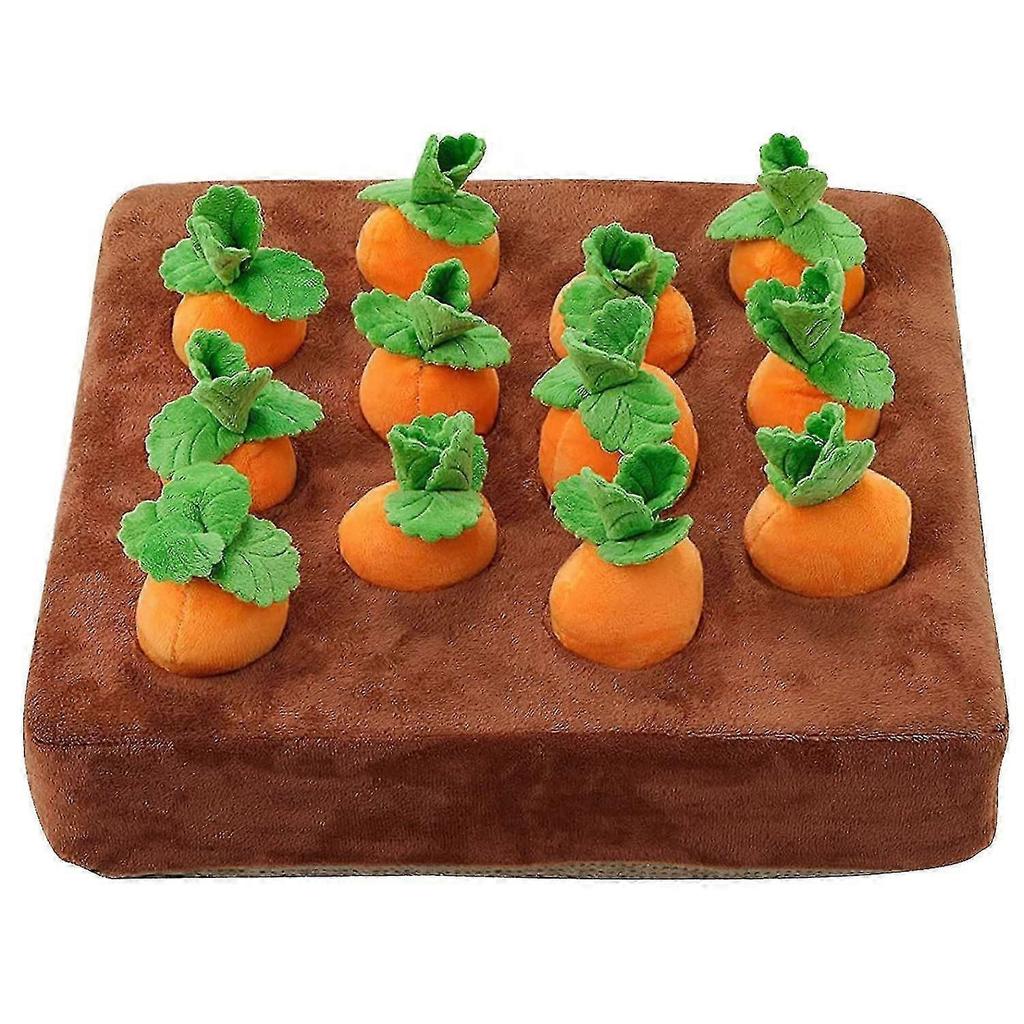 Juguetes Interactivos para Perros, Alfombra Olfativa de Zanahoria para Perros Juguetes de Peluche Puzzle 2 en 1 Juegos de Alimentación Nosework para Alivio del Estrés de Mascotas