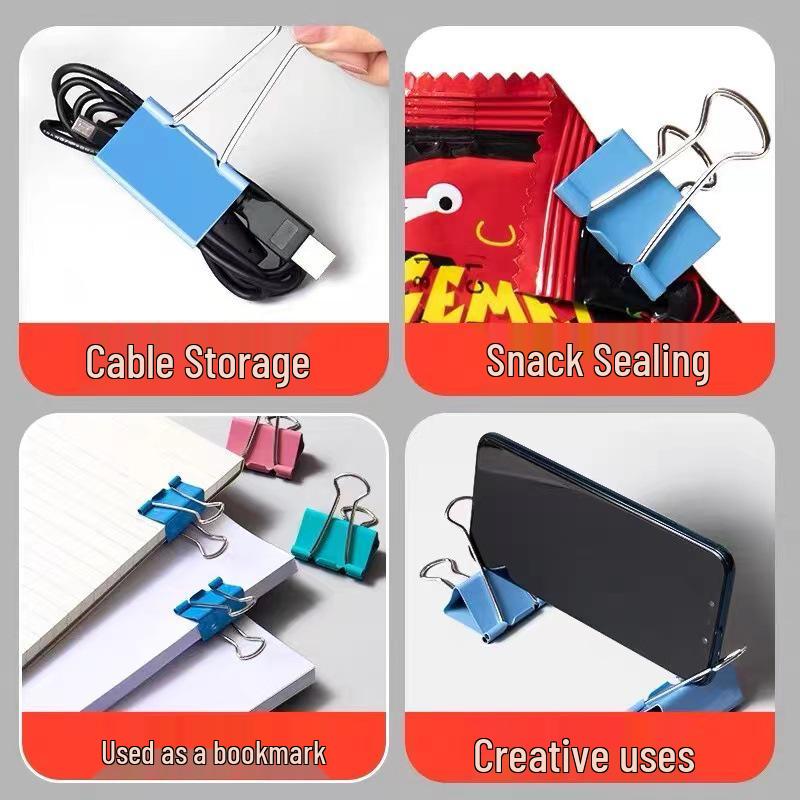 Qixin Swallowtail Clips: Effort-Saving, Colored Metal Clips for Office and Student Use, Available In Large, Medium, Small Sizes