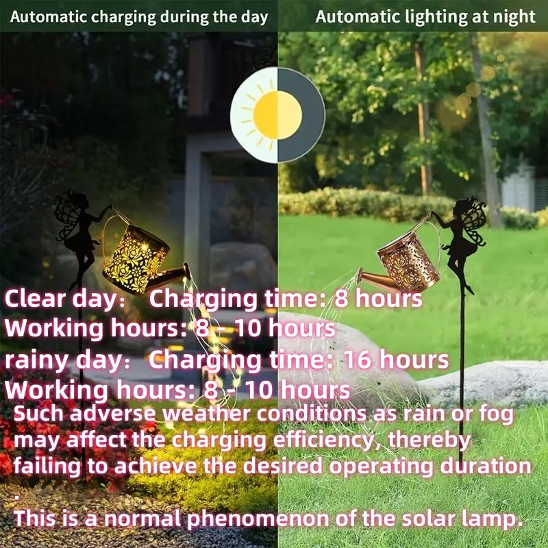 Verzauberte Solar-Feenlampe für Außen, skurriles Design mit Eisenkessel, mit automatischem Dämmerungssensor, IP65 Gartenleuchte für den Weg