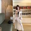French Style Is Coming, Autumn White One-word Shoulder Dress, Pure Desire Temperament, Waist, Self-cultivation, Super Personality