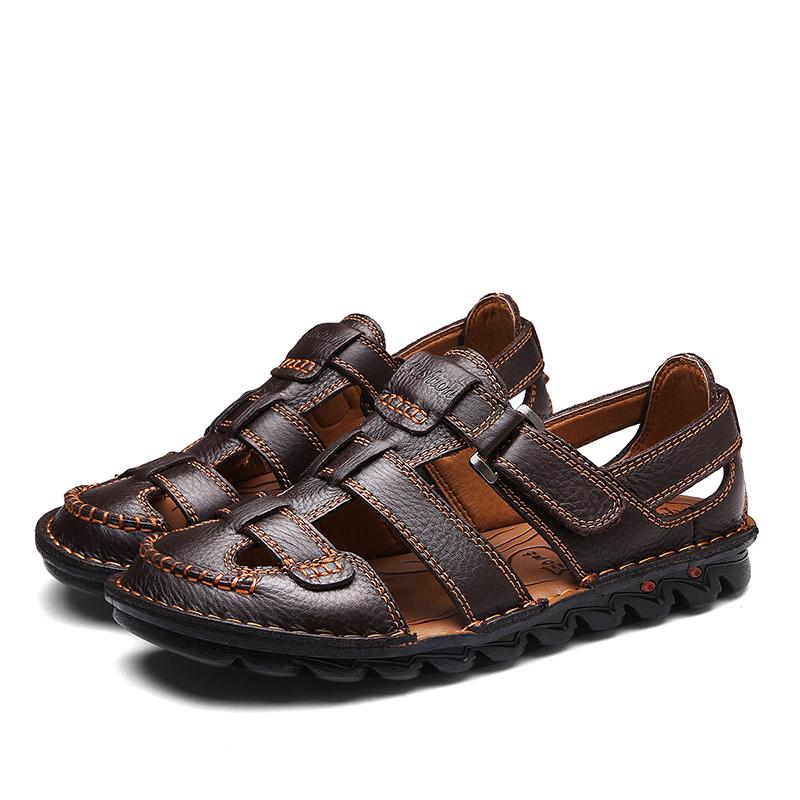 Nuove Sandali Romani da Uomo in Vera Pelle Estivi Scarpe Business Casual Ciabatte da Wading da Spiaggia per Esterno Scarpe da Uomo Taglia Grande 48