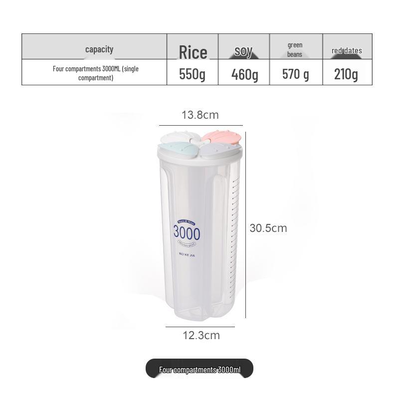 Transparent Sealed Kitchen Storage Box with Lid for Grains and Cereals