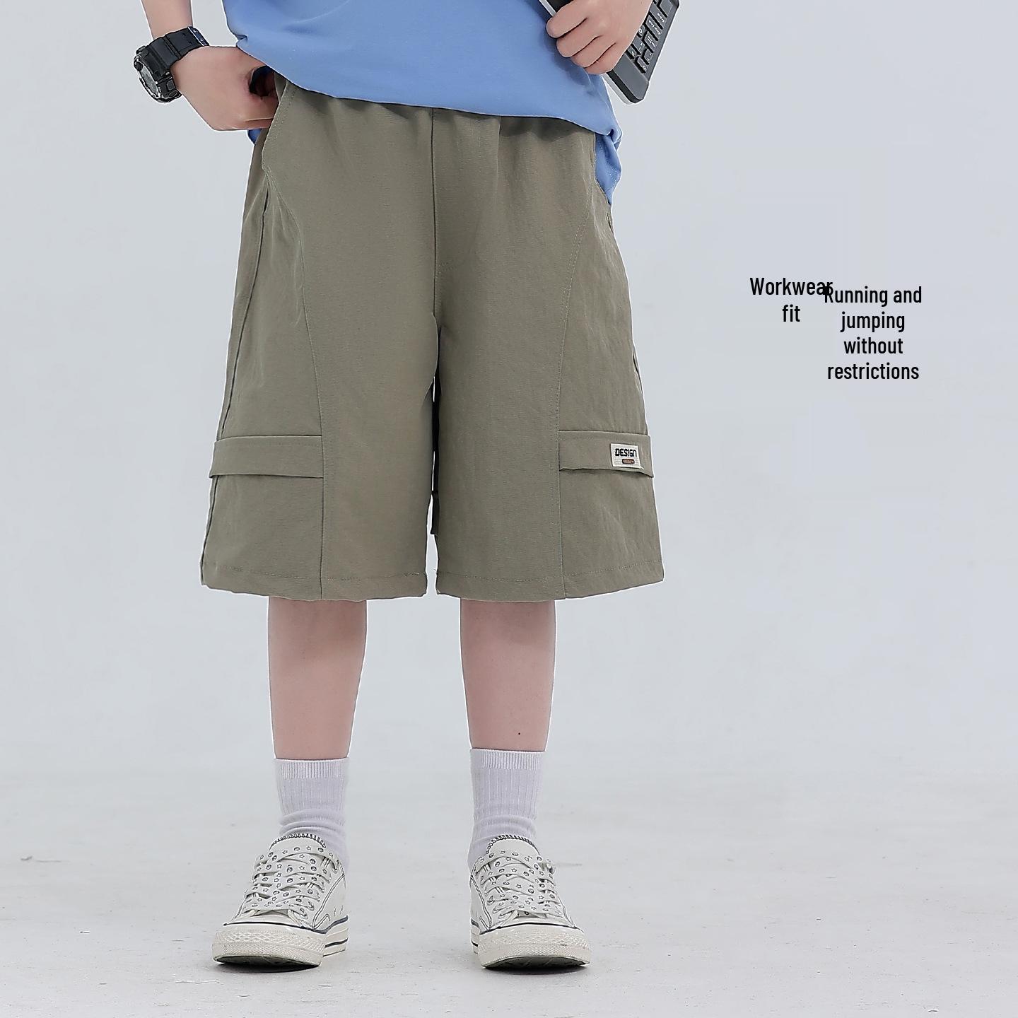 Boys Summer Overalls: Lightweight, Fashionable Mid-Length Capris for Kids 110 зелёный