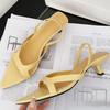 Fashion New Pointed Toe Women Sandals Mid Heels Leopard Open Toe Slide Sandals 2025 Summer New Designer Fashion Thin Heel Party Shoes