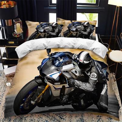 Ensemble Housse de Couette et Taies d'Oreiller Motard Reine Calico Taille Twin Couette Ensemble de Literie Simple Complet