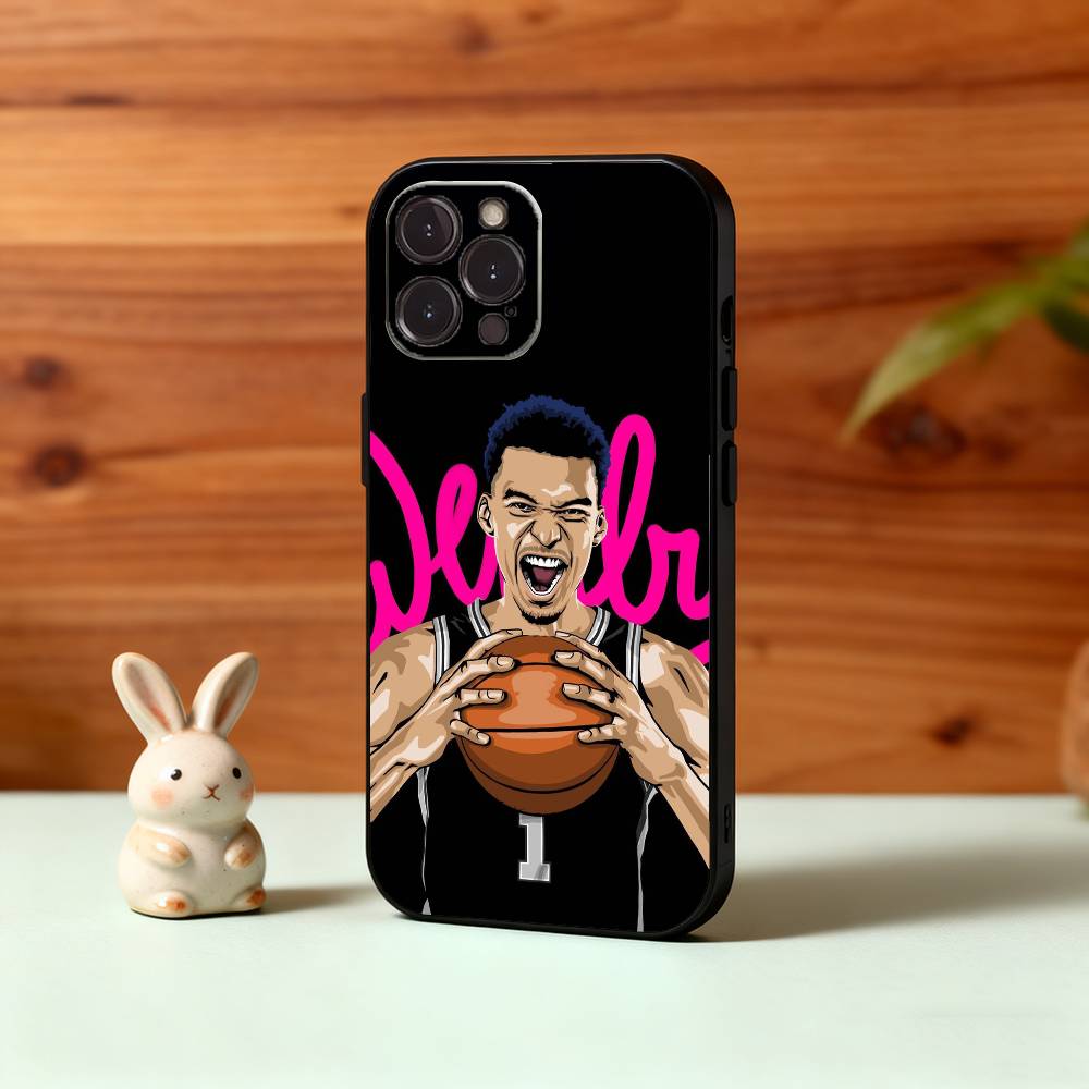 

V-Victor W-Wembanyama Phone Case For iPhone17,16,15,14,13,12Plus,Pro Max,XS,5G Soft Silicone Black Cover iPhone16e