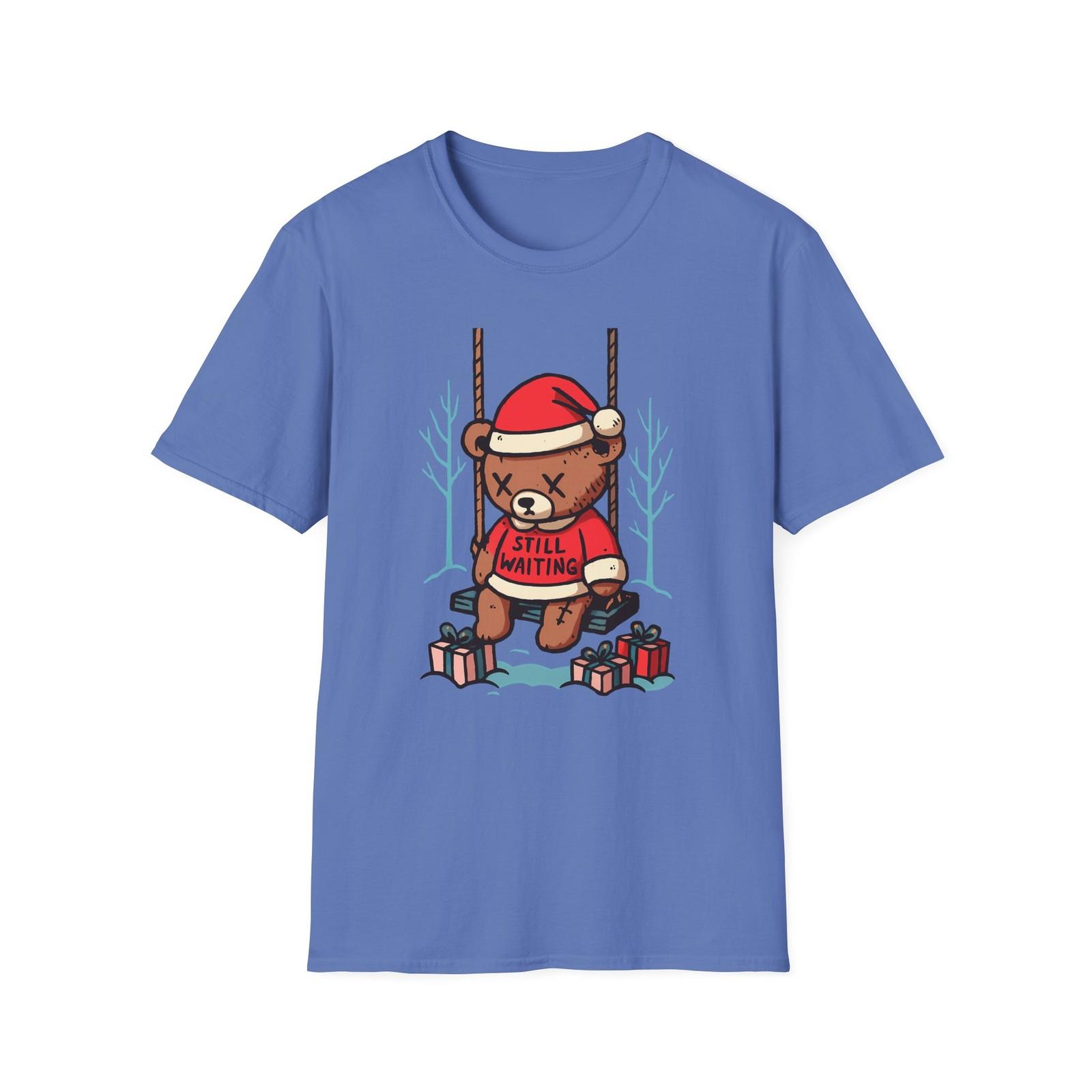 Unisex Softstyle T-Shirt Mens Womens Tees Top Santa Teddy Bear Snowy Swing Christmas Winter Holiday S
