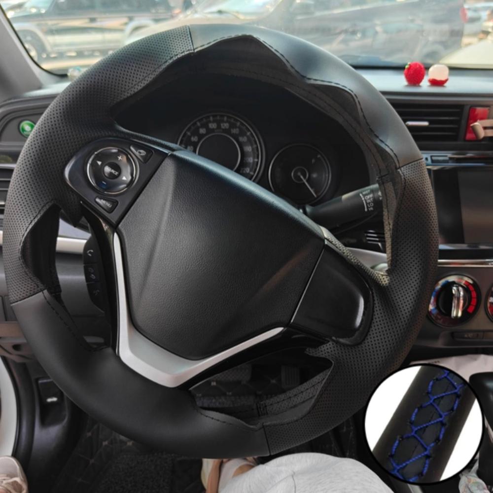 Auto Interior Accessories Hand Sewing Perforated Anti-Slip Artificial Leather Steering Wheel Cover For Honda CR-V 2012- 2016