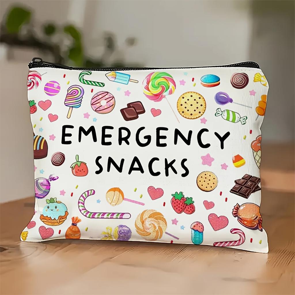 1pc Women'S Makeup Bag | Portable Travel Cosmetic Organizer with "Emergency Snacks" Design | Accessories |Makeup Travel Bag