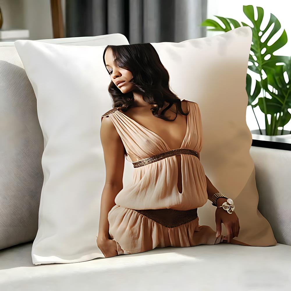 Actress Zoe Saldana Cushion Cover Cushion Cover Set 4Pcs 50X50 45X45 40X40 Pillowcase Decorative Sofa Home Decor