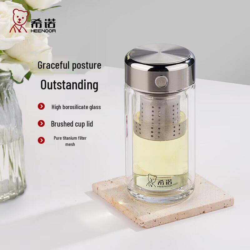 Heenoor Double Wall Glass Tea Infuser Bottle