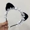 Lolita Pleated Laces Hair Hoop Women Elegant Hollow Out Pattern Makeup Headband For Girls Cosplay Maid Hair Accessories