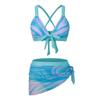 Damen V-Ausschnitt Sexy Badeanzüge Dreiteilige Outfits Push-Up Hohe Taille Bikini-Sets Hosenträger Bedruckte Bademode Tankinis Set